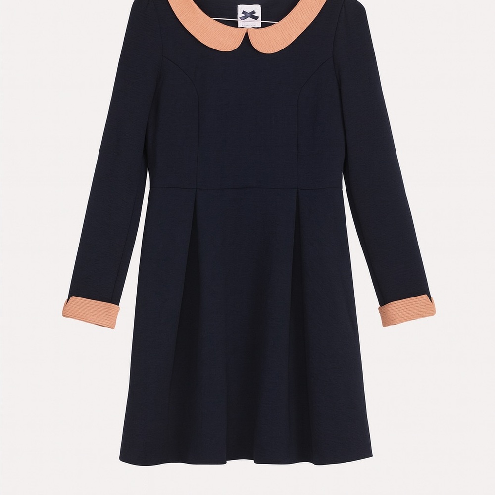 Elegant Navy and Peach Kids Formal Dress